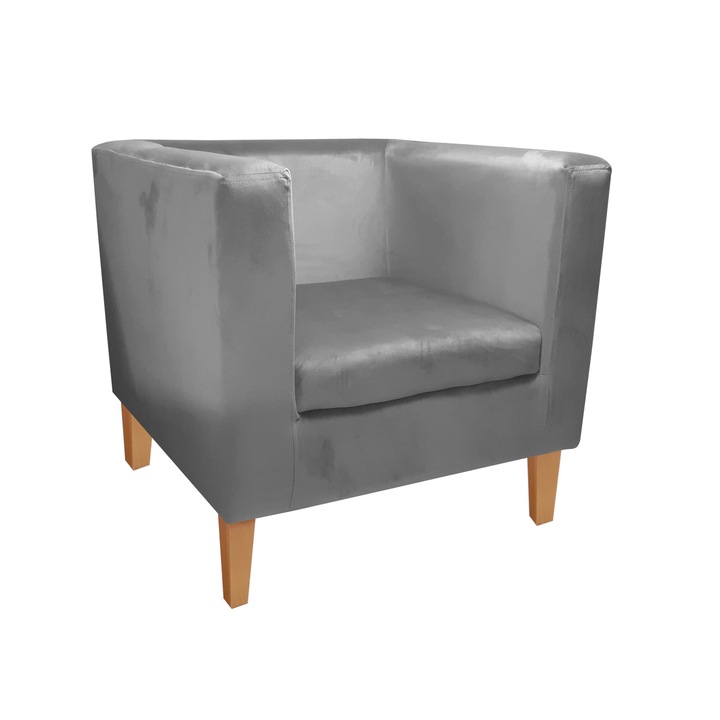 Monaco Atos fotel bükkfa lábakkal MG17, bársony, szürke