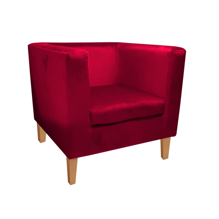 Monaco Atos fotel bükkfa lábakkal MG31, bársony, bordó