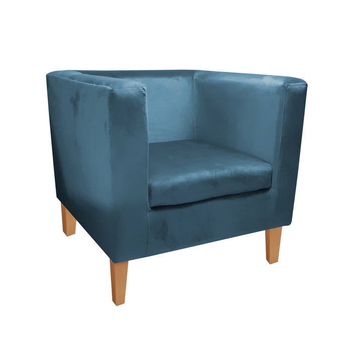 Monaco Atos fotel bükkfa lábakkal MG33, bársony, kék