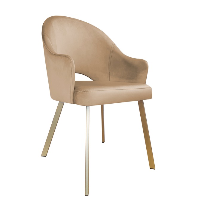 Кадифен стол, Atos, профил MG06, златни крака, 49x65x87см