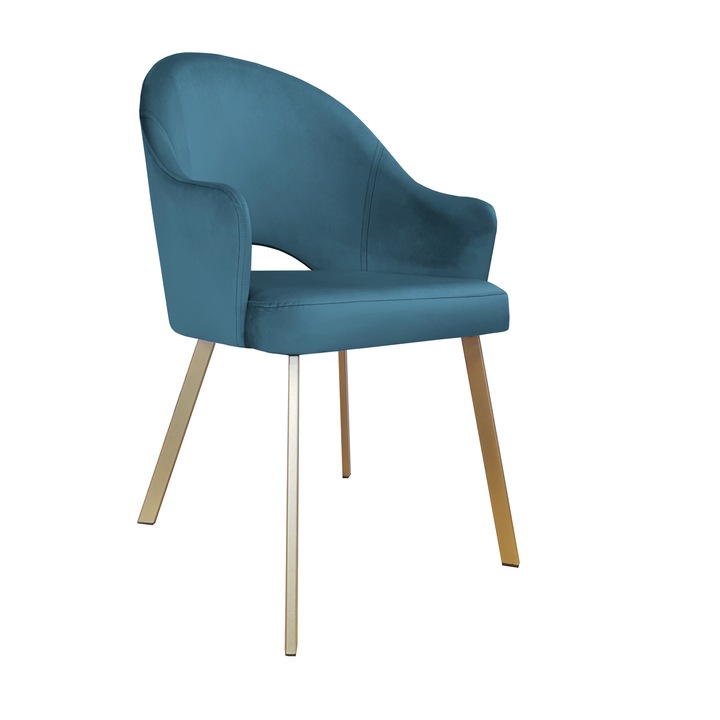 Bársony szék, Atos, modell PROFIL MG33, kék, 87x65x53cm, fém/bársony