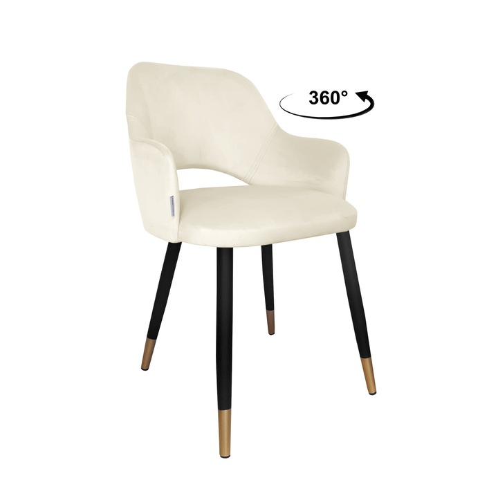 Стол, Въртящ се, Molano, Atos, кадифе/дърво, кремав