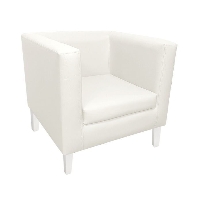 Фотьойл Monaco, Atos, тапициран, еко кожа, 67x68x70 см, бяло