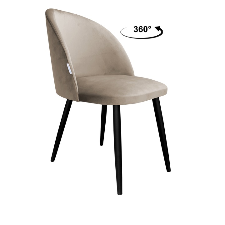 Стол Colin, Atos, кадифе/дърво, сиво-бежов