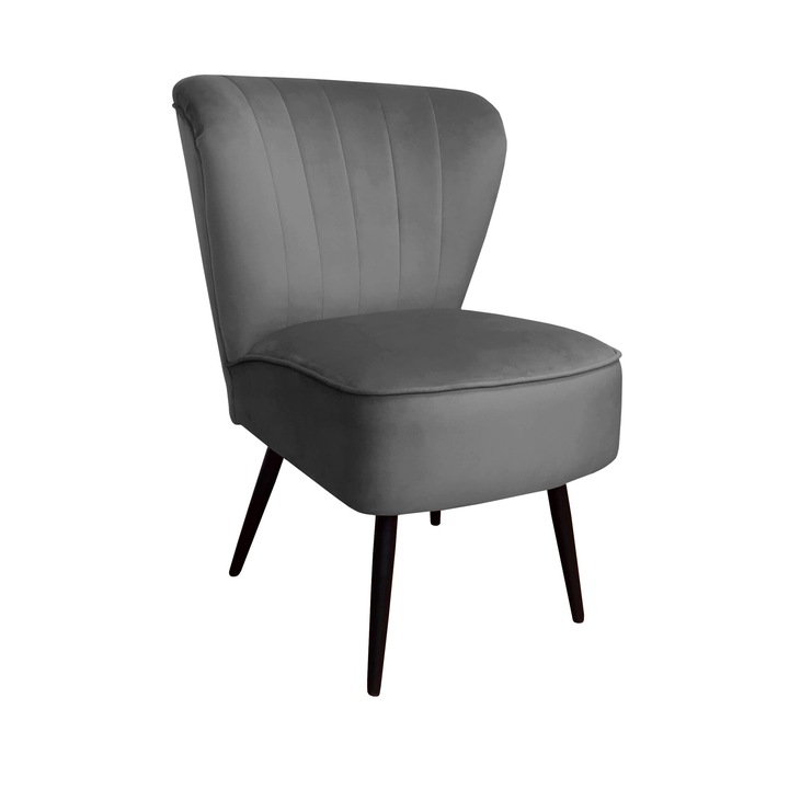 PRL fix fotel, Atos, bársony, 62x75x85 cm, szürke