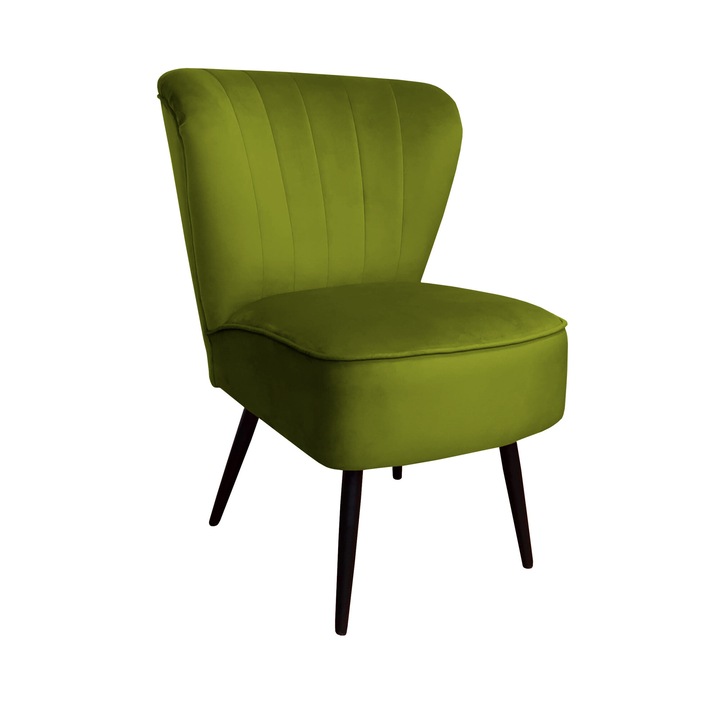 PRL fix fotel, Atos, bársony, 62x75x85 cm, olíva zöld
