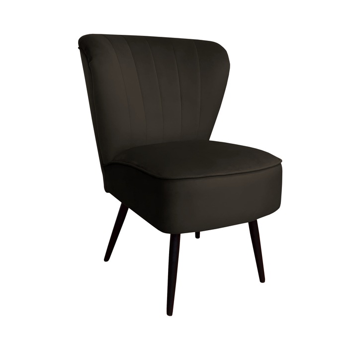 PRL fix fotel, Atos, bársony, 62x75x85 cm, sötétbarna