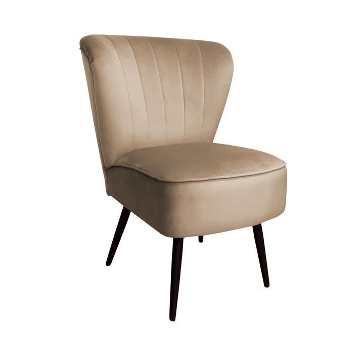 PRL fix fotel, Atos, bársony, 62x75x85 cm, világosbarna