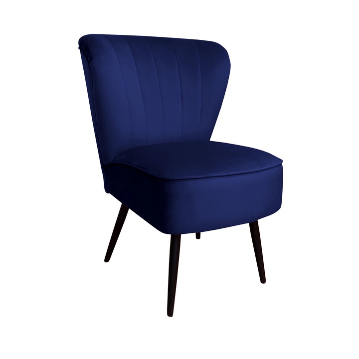 PRL fix fotel, Atos, bársony, 62x75x85 cm, sötétkék