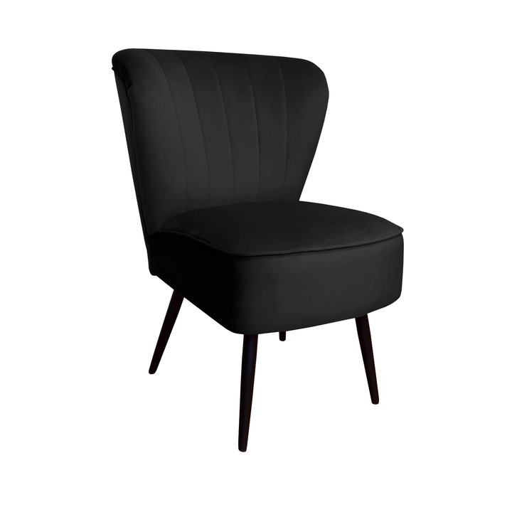 PRL fix fotel, Atos, bársony, 62x75x85 cm, fekete