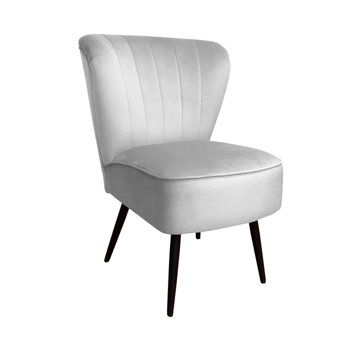 PRL fix fotel, Atos, bársony, 62x75x85 cm, világosszürke