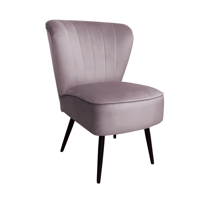 PRL fix fotel, Atos, bársony, 62x75x85 cm, rózsaszín szürke