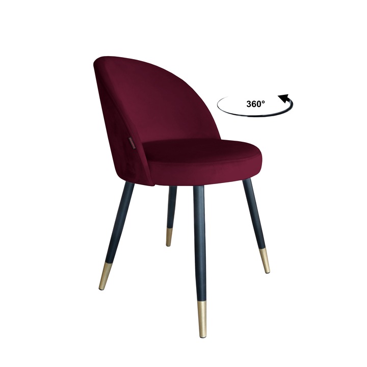 Стол, Въртящ се, Trix, Atos, кадифе/дърво, бордо