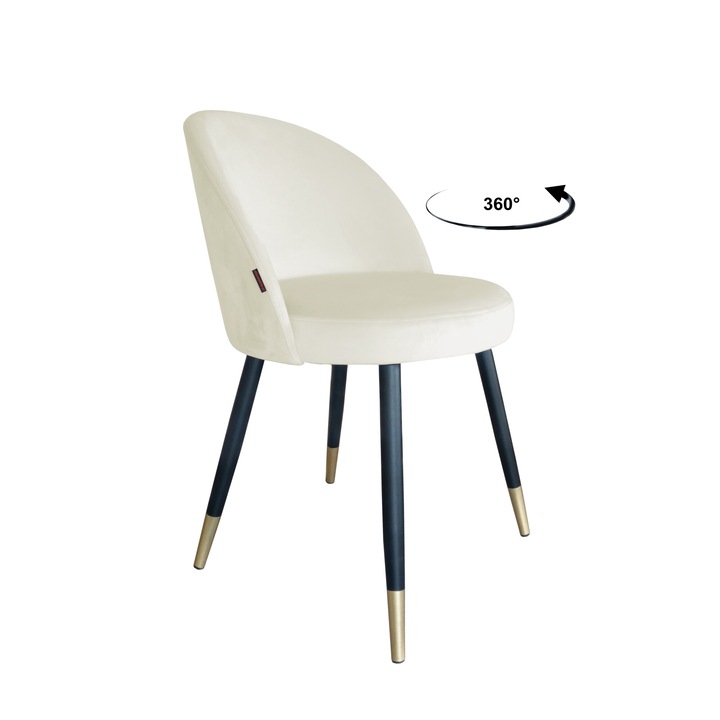 Стол, Въртящ се, Trix, атоси, кадифе/дърво, кремав