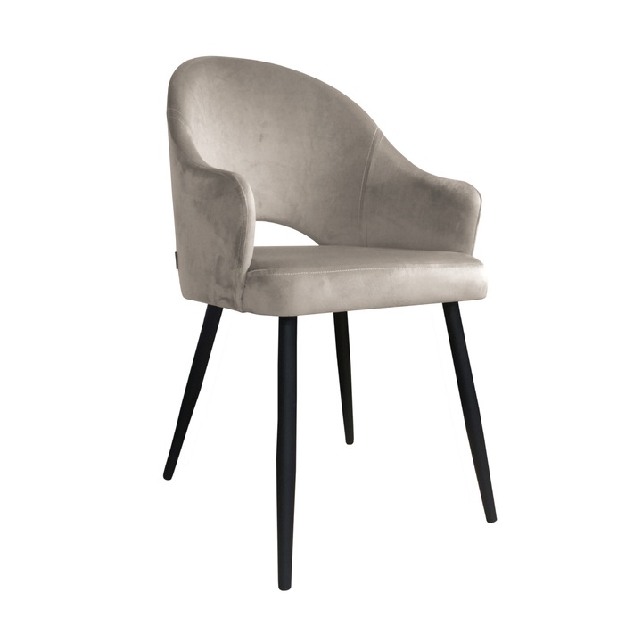 Стол Atos Velvet, сив, 87x65x53 см, товароносимост 120 кг, с черни крака, метал/кадифе