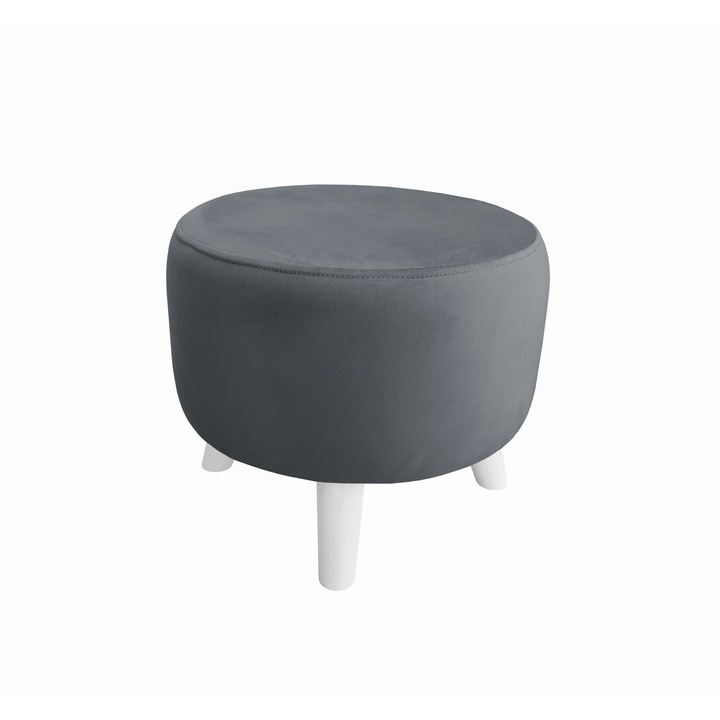 Atos ALA zsámoly, bársony, 40x40x36 cm, fehér/sötétszürke