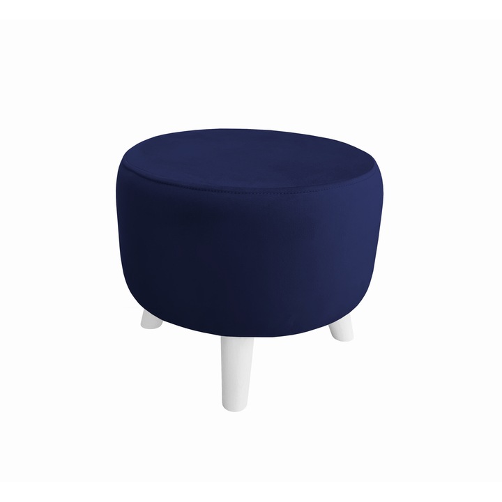 Табуретка Atos, пуф MG16, тъмносиня, 40x40x36см, комплект 4 бели крака
