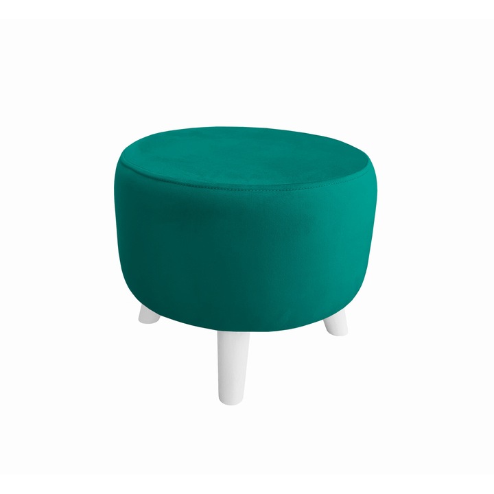 Atos szék, türkiz, 40x40x36 cm, 4 fehér láb, bársony anyag