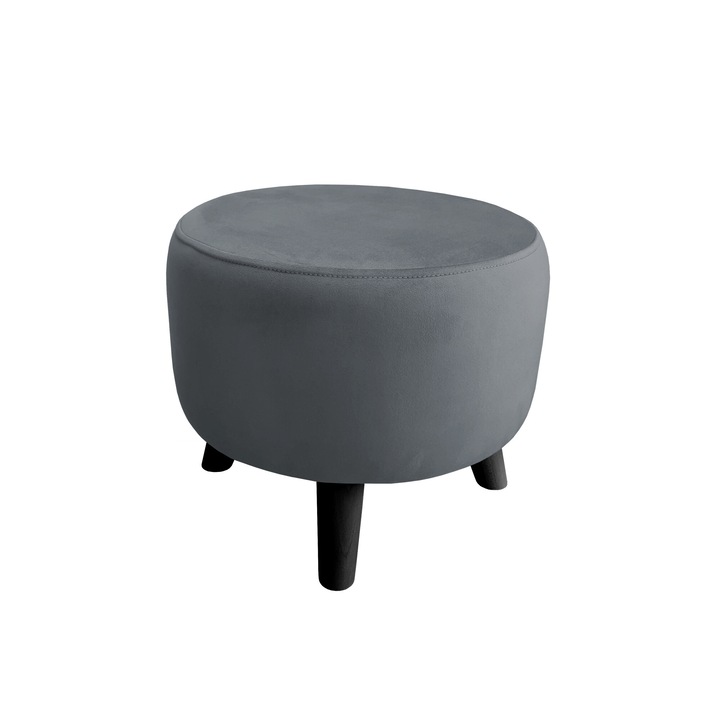 Atos zsámoly, modern dizájn, bársony anyagú, fekete, 40x40x36cm, 4 lábas készlet