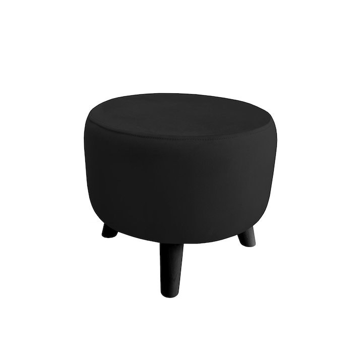 Atos zsámoly, modern design, bársony anyagú, fekete, 40x40x36cm