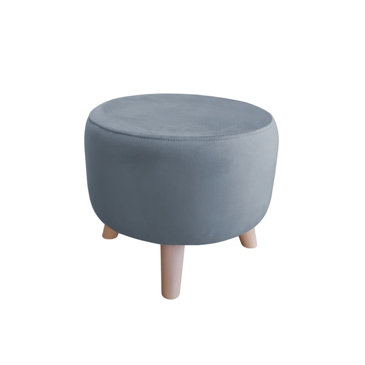 Atos zsámoly, BL06 puff, szürke-kék, 40x40x36cm, 4 db fa lábos készlet