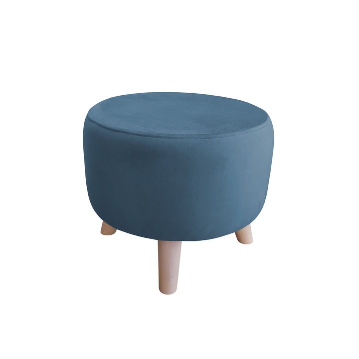 Atos MG33 zsámoly, 40x40x36cm, MAGIC VELVET anyagú, kék színű, 4 db fa lábas szett