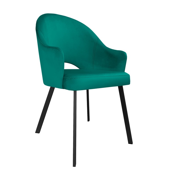 Atos Velvet türkiz szék, fekete lábak, 87x65x53cm, kopásálló anyag, fém/bársony