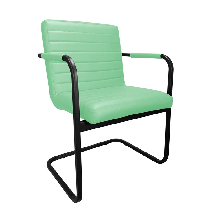 Atos SWING, Конферентен стол, еко кожа, черен/зелен, 83x57x47см, удобен