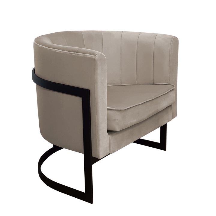 Glamour fotel, bársony kárpitozás, szürke, 74x60x50cm, komplett készlet