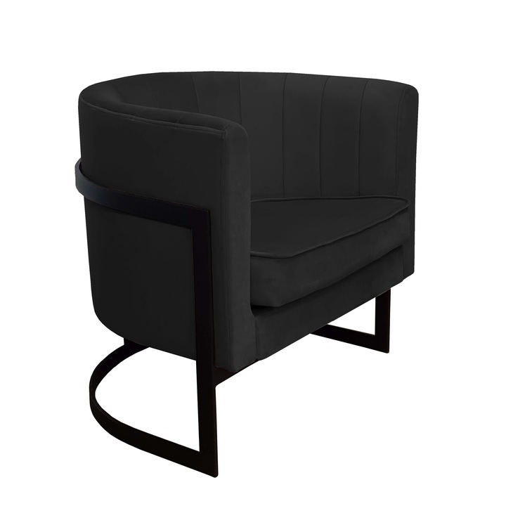 Glamour fix fotel, Atos, bársony, 60x50x74 cm, fekete