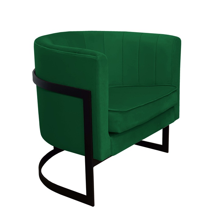 Glamour fotel, Atos, zöld 74x60x50cm, fekete talp