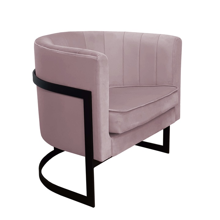 Glamour fotel, Atos, bársony kárpitozás, szürke, 74x60x50cm