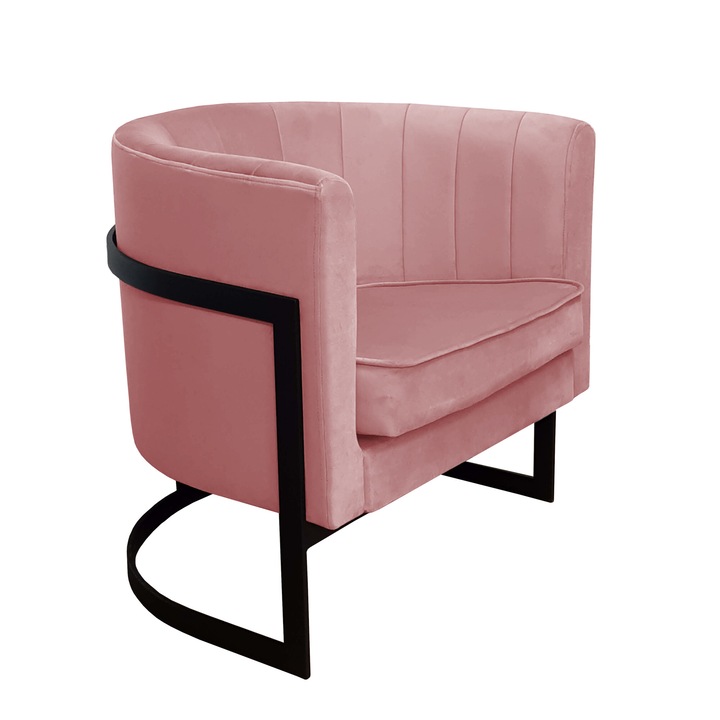 Glamour fotel, Atos, fekete talp, bársony, 74x60x50cm