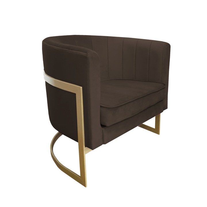 Glamour fotel, Atos, arany alap, barna, 74x60x50cm