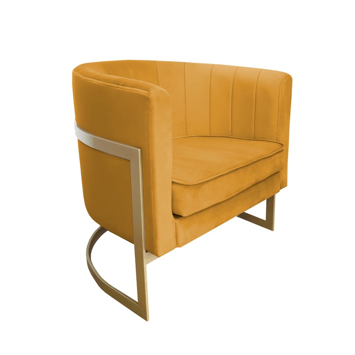 Glamour fotel, Atos, arany alap, sárga 74x60x50cm