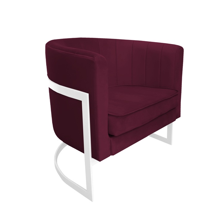 Glamour fix fotel, Atos, bársony, 60x50x74 cm, fehér/lila