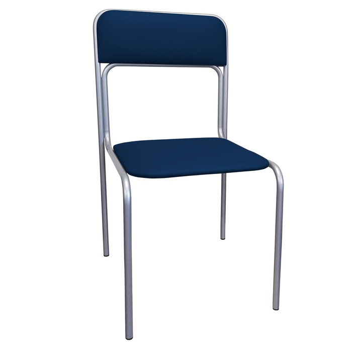 Стол, Atos, конферентен, сиво/тъмносин, еко кожа, 81x44x46см