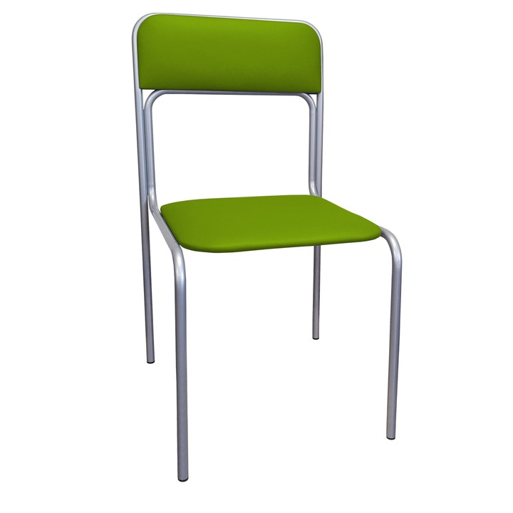 Стол, Atos, конферентен, сив/лайм зелен, еко кожа, 81x44x46см