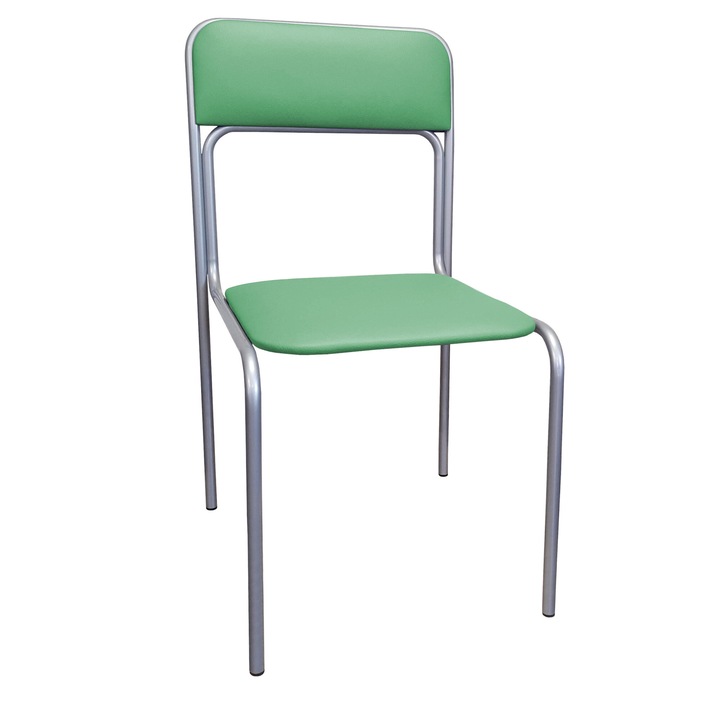 Стол, Atos, конферентен, сив/лайм зелен, 81x44x46см, еко кожа