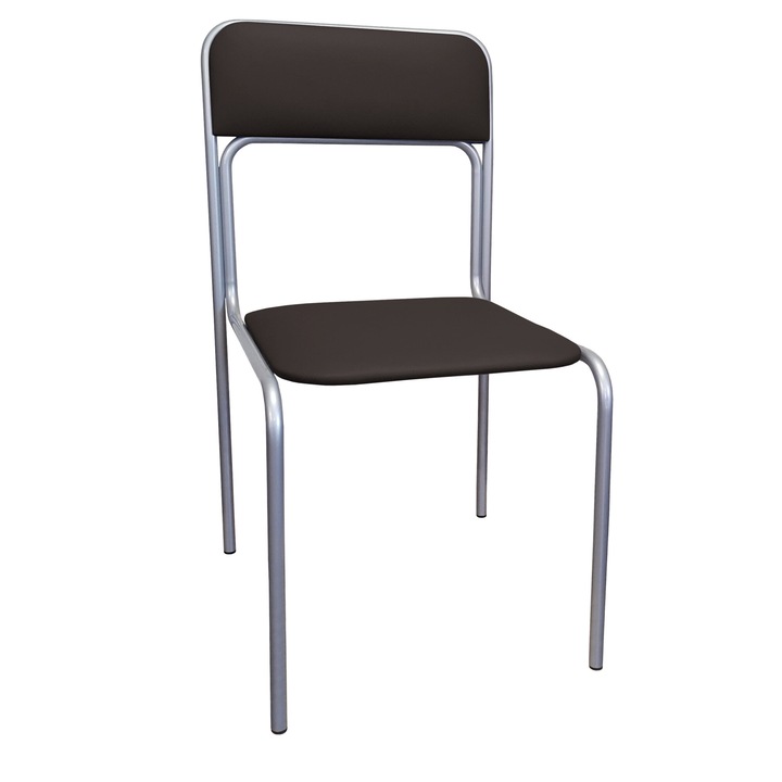 Стол, Atos, конферентен, сиво/кафяв, еко кожа, 81x44x46см