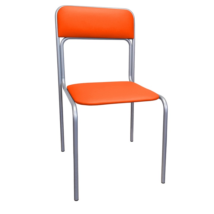 Стол, Atos, конферентен, сиво/оранжев, еко кожа, 81x44x46см