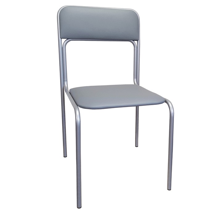 Стол, Atos, конферентен, сив, еко кожа, 81x44x46см