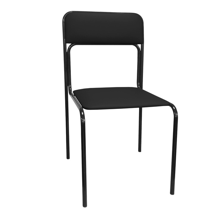 Стол, Atos, конферентен, черен, еко кожа, 81x44x46см