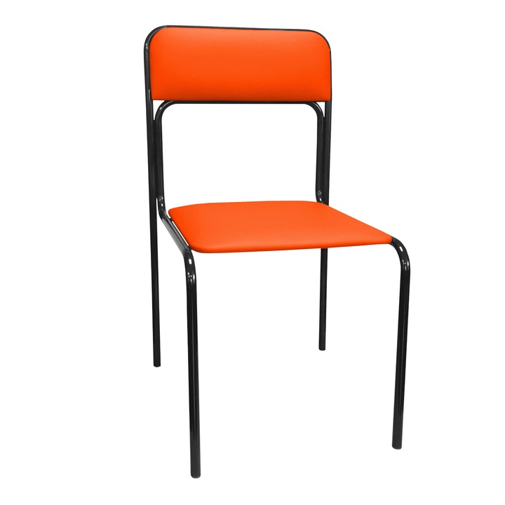 Стол, Atos, конферентен, еко кожа, 81x44x46 см, капацитет 120 кг, стифируем, оранжев