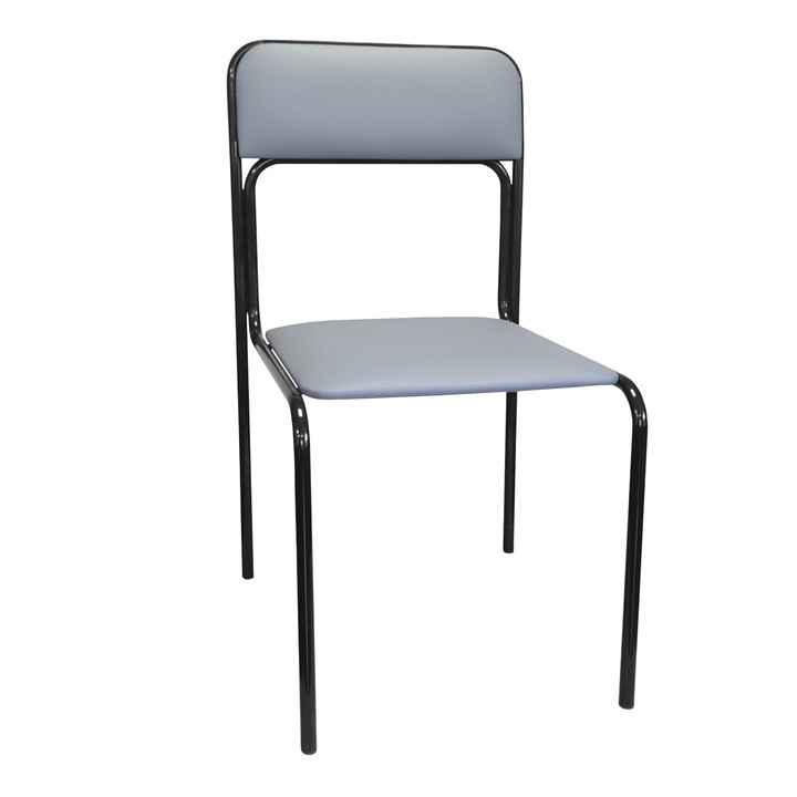 Стол, Atos, конферентен, метал/еко кожа, светлосив, 81x44x46см