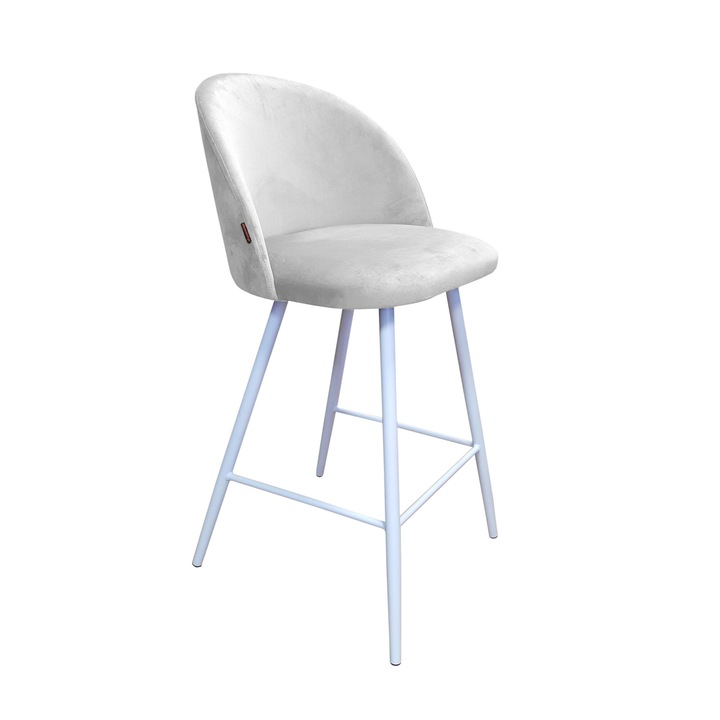 Бар стол Colin, Atos, тапицерия светлосиво кадифе, височина 96см