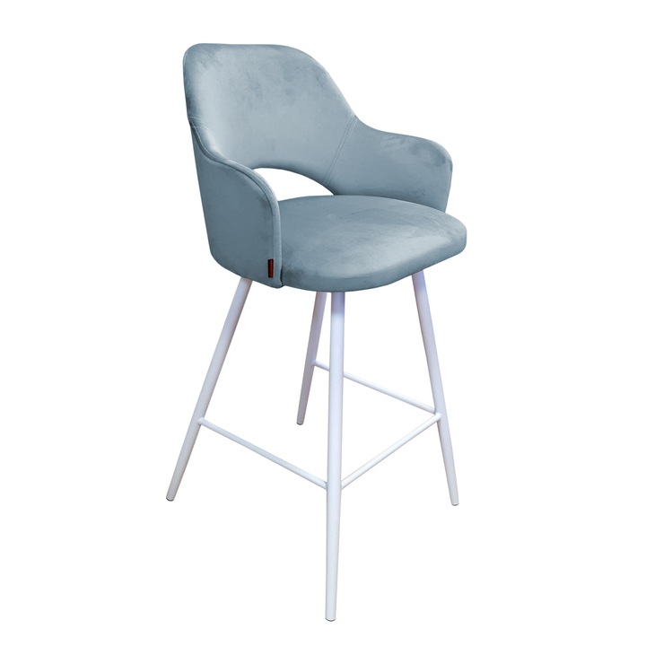 Bárszék, Atos, Milano, kék-szürke Bluvel kárpit, 66x43x96cm, szerelőkészlet mellékelve