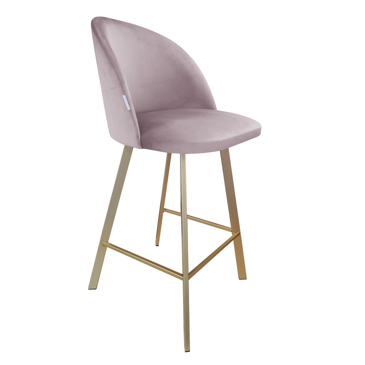 Бар стол Colin, Atos, сиво кадифе, размери 96x54x43 см, максимална опора 120 кг