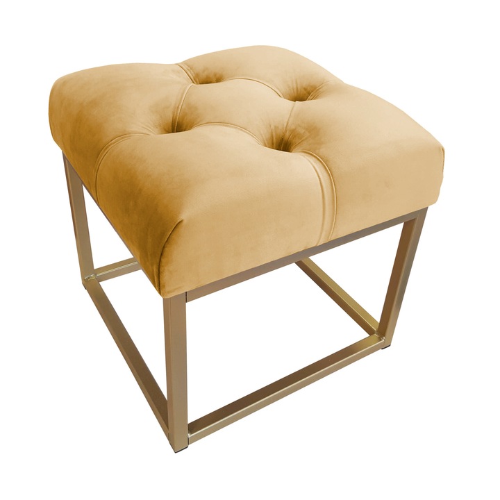 Sámli, Atos, bársony, 40 x 40 x 41 cm, bézs/arany