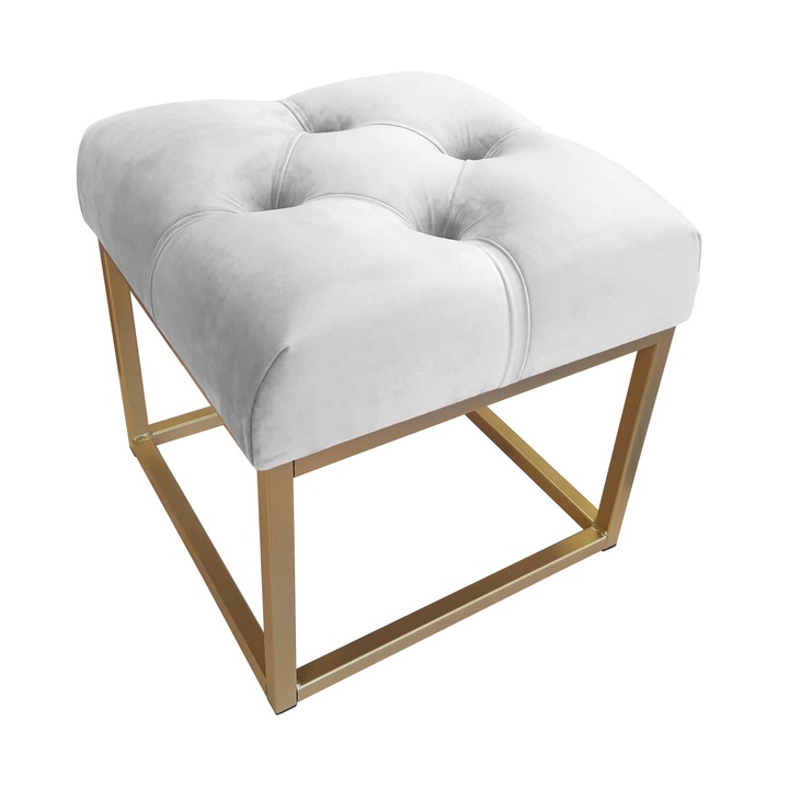 Atos CHESTERFIELD LOFT табуретка, светлосива, 40x40x41см, със златна основа